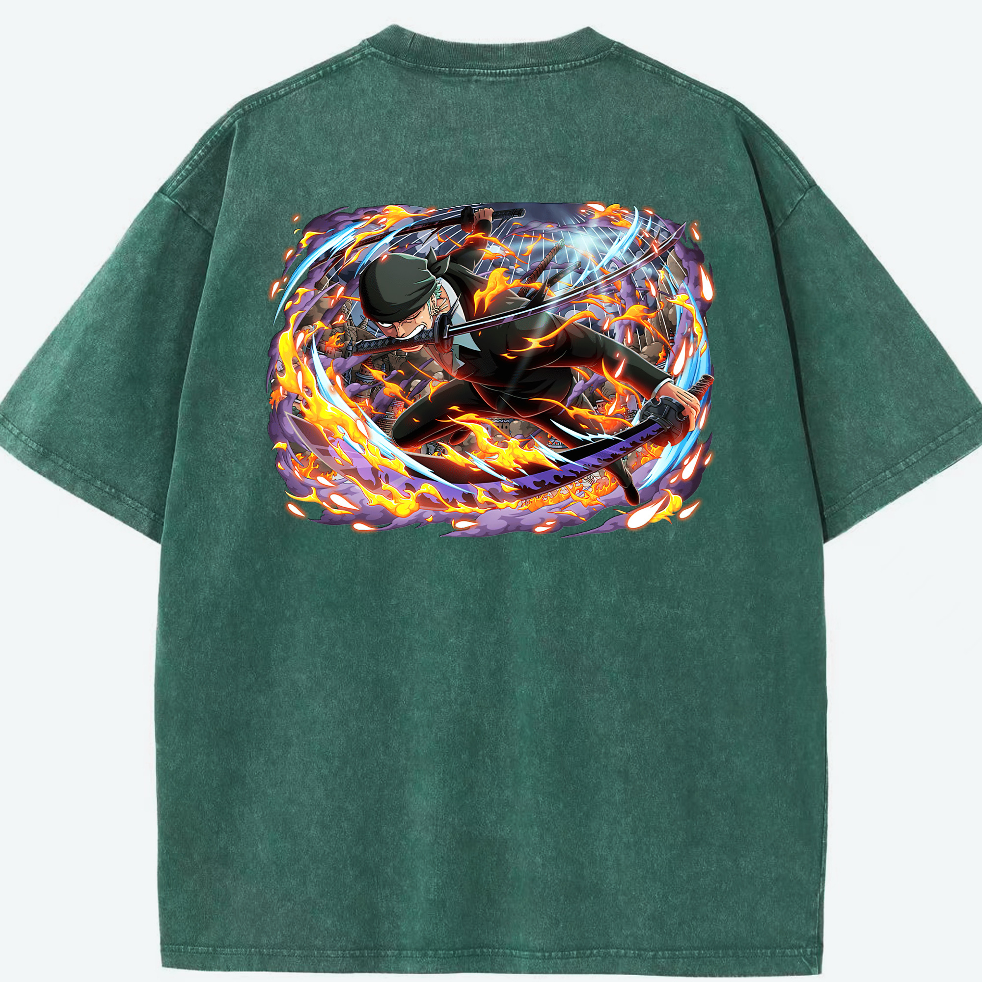 ワンピース ロロノア・ゾロ ONE PIECE Roronoa Zoro 綿100% ヴィンテージ風 半袖Tシャツ（背面プリント）